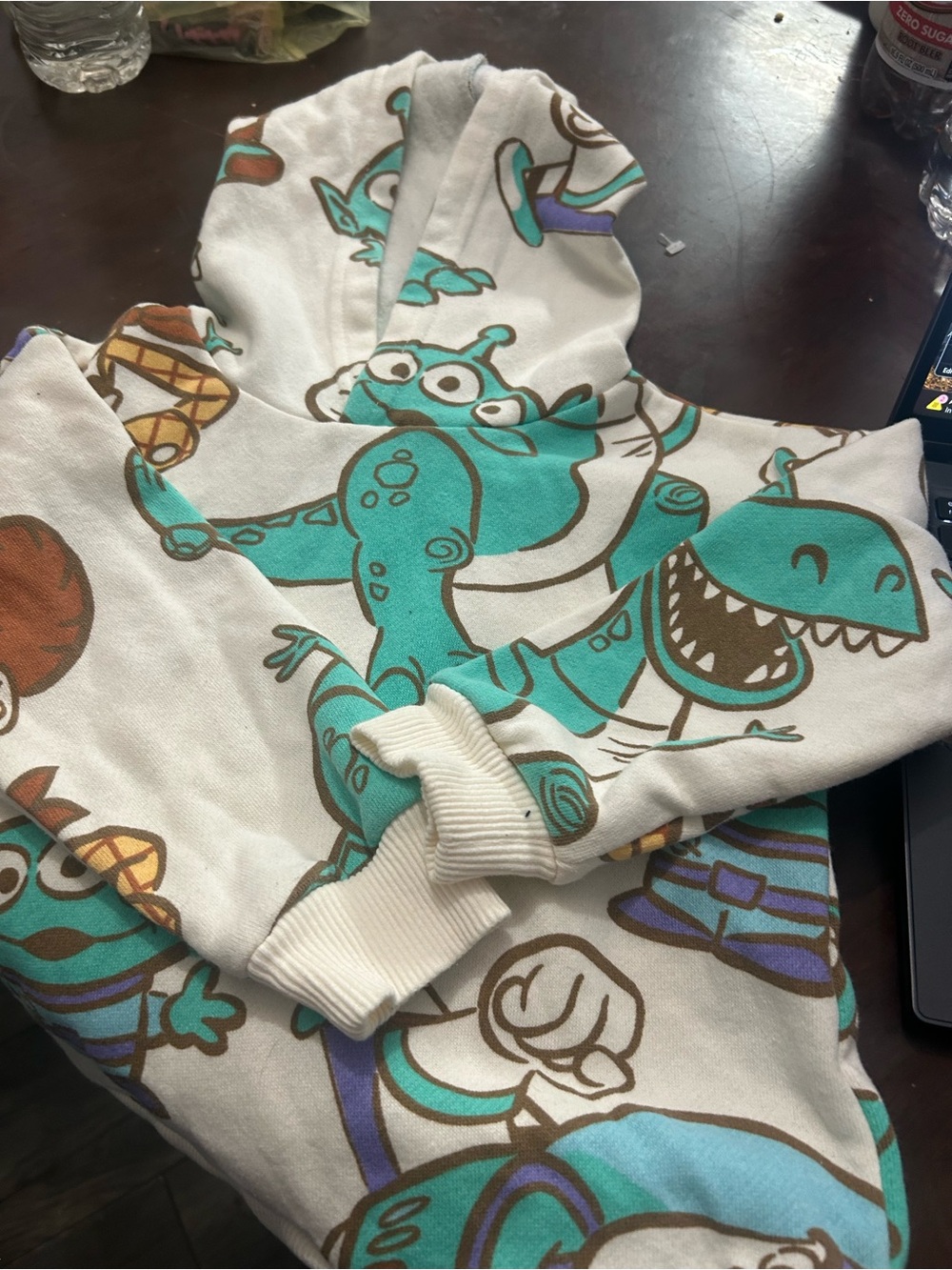 Disney Pixar Kids White & Teal Dinosaur Hoodie